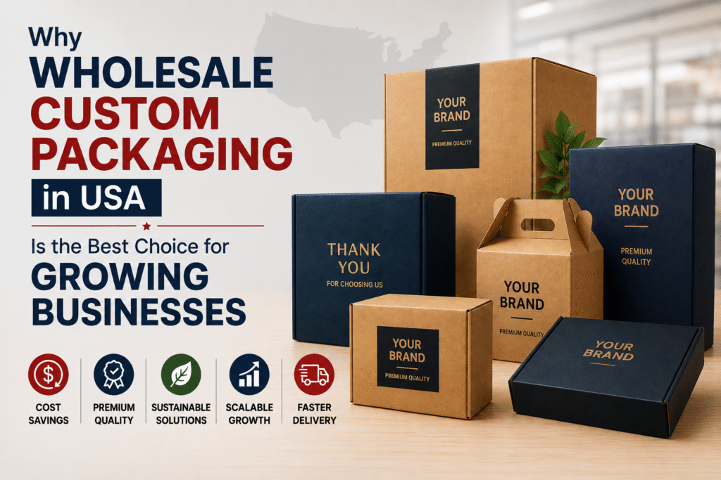 Wholesale custom packaging USA featuring premium branded boxes