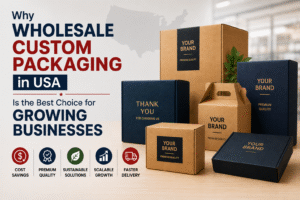 Wholesale custom packaging USA featuring premium branded boxes